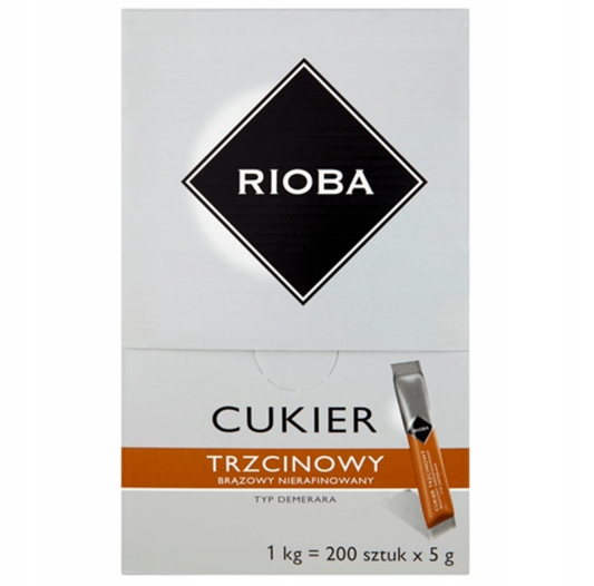 Коричневий тростинний цукор RIOBA в пакетиках 200 x 5 г